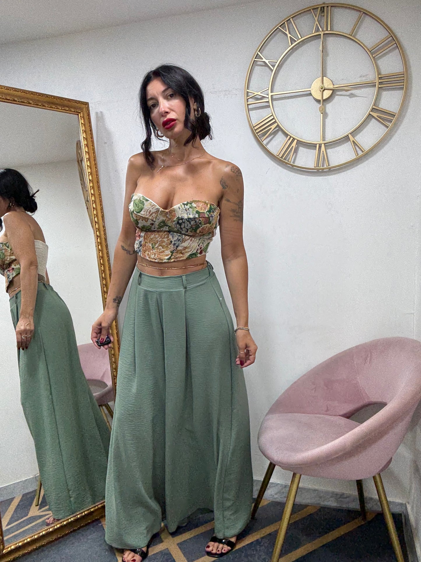 Pantalone palazzo cinta 828
