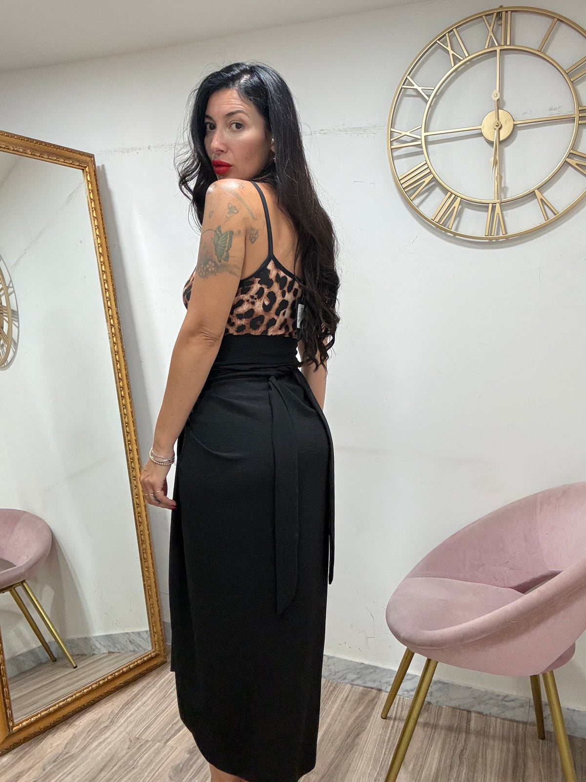 Gonna turbante lunga  tinta unica 22821