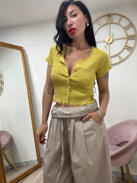 Shirt crop bottoni costine 15146
