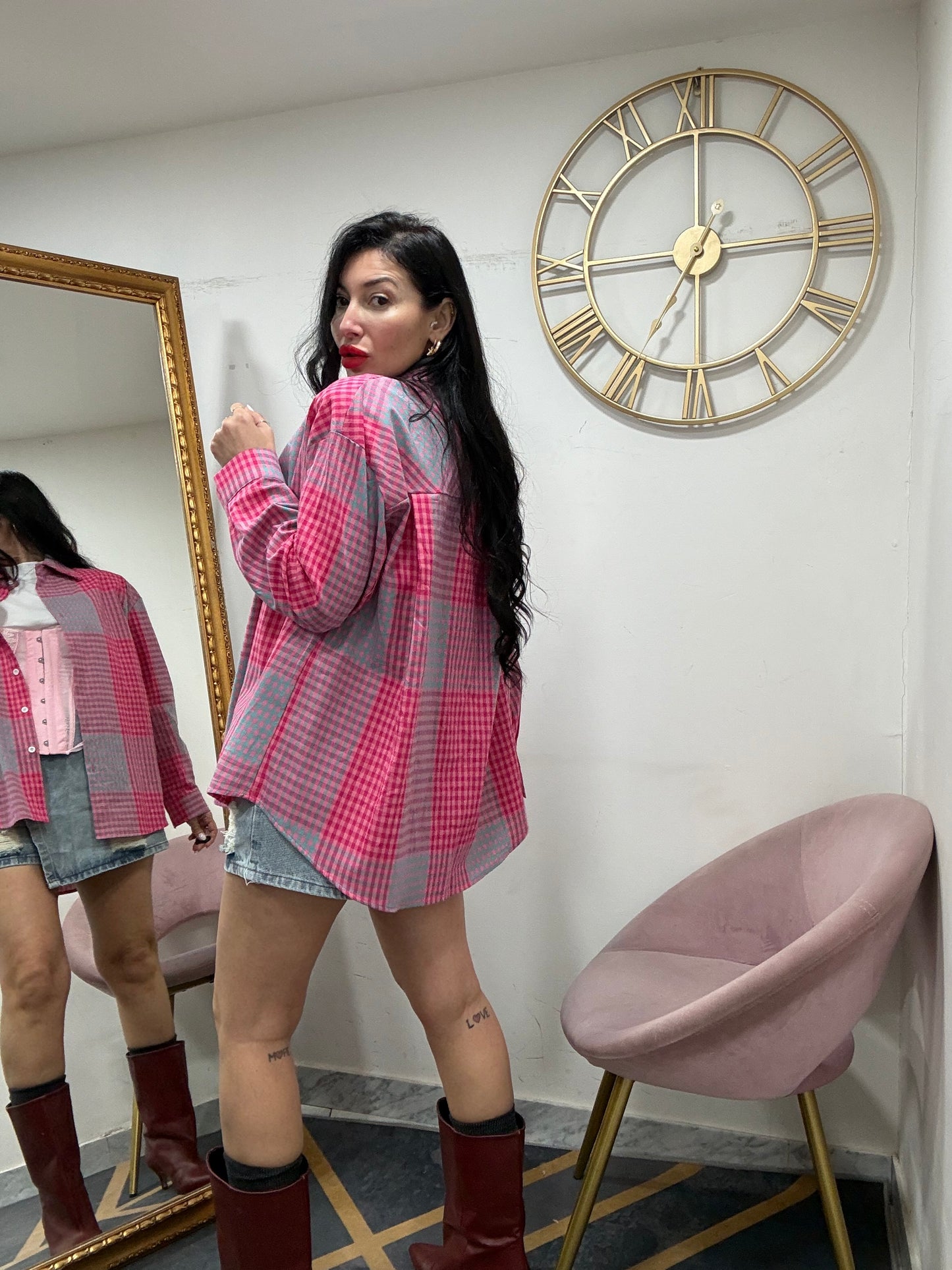 Camicia quadretti fucsia 2752