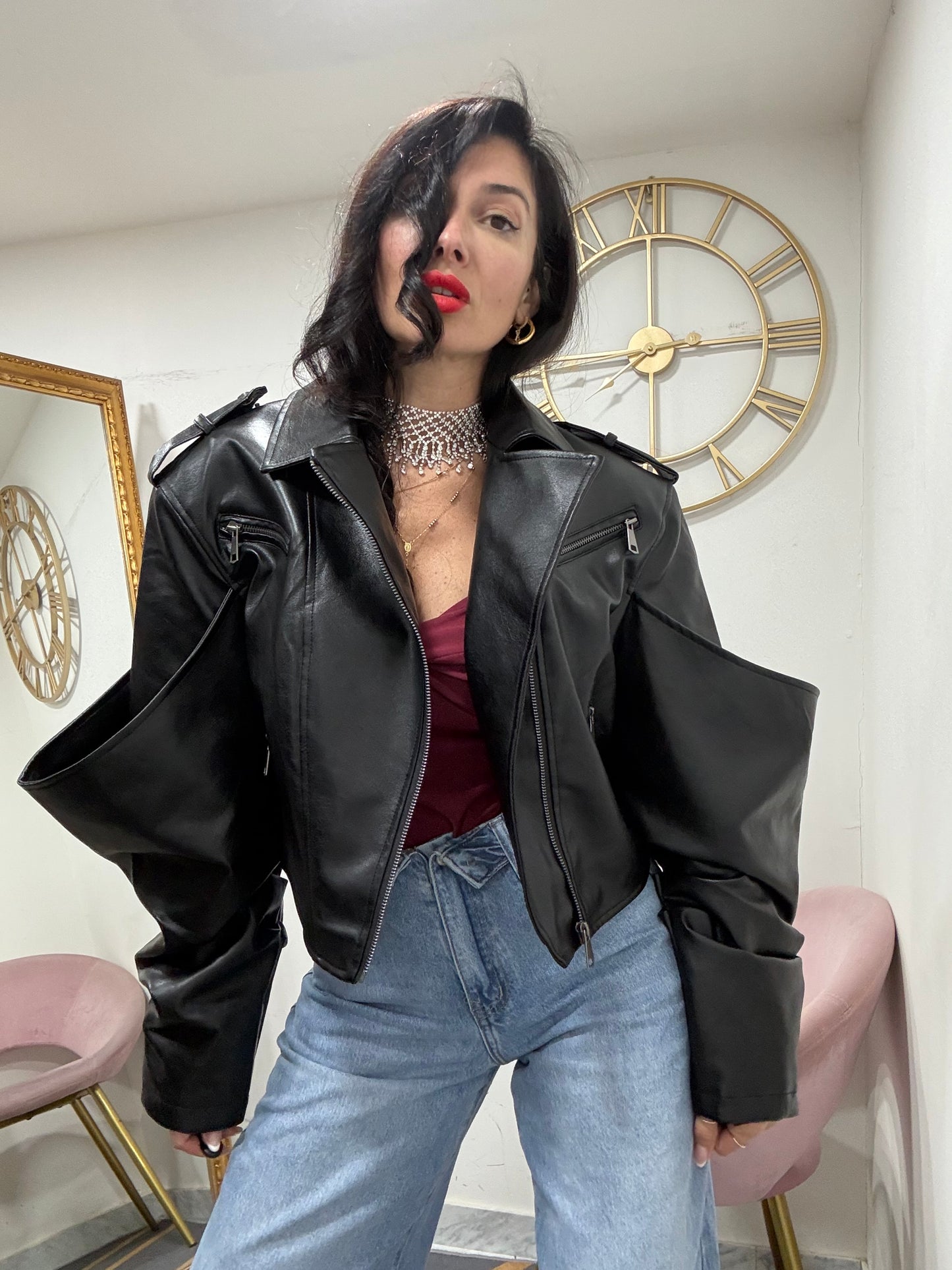 Chiodo ecopelle manicotto 683