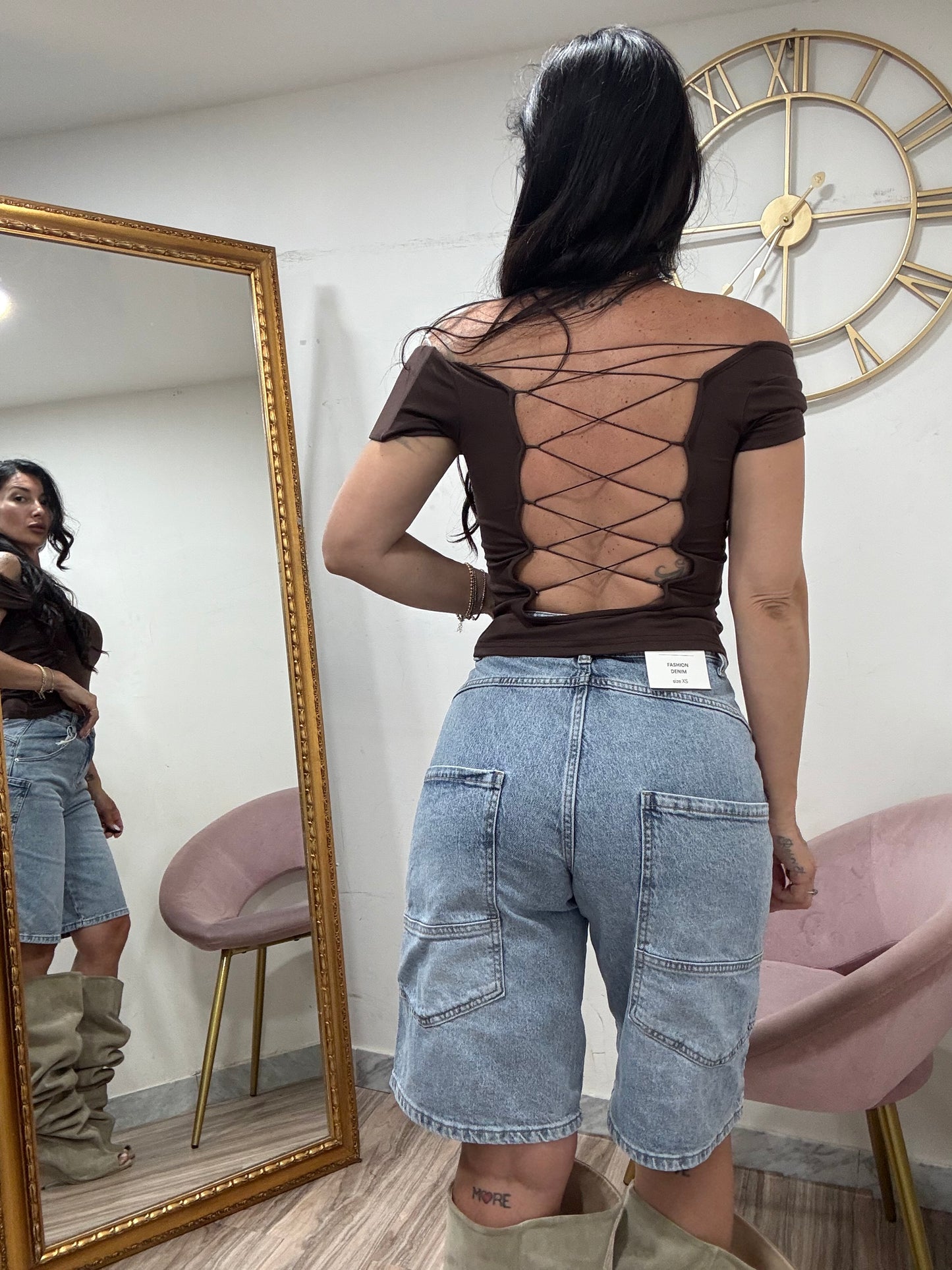 Maglia crop intreccio 16125