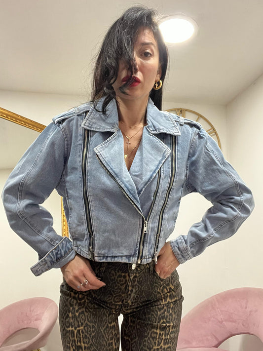 Chiodo denim zip