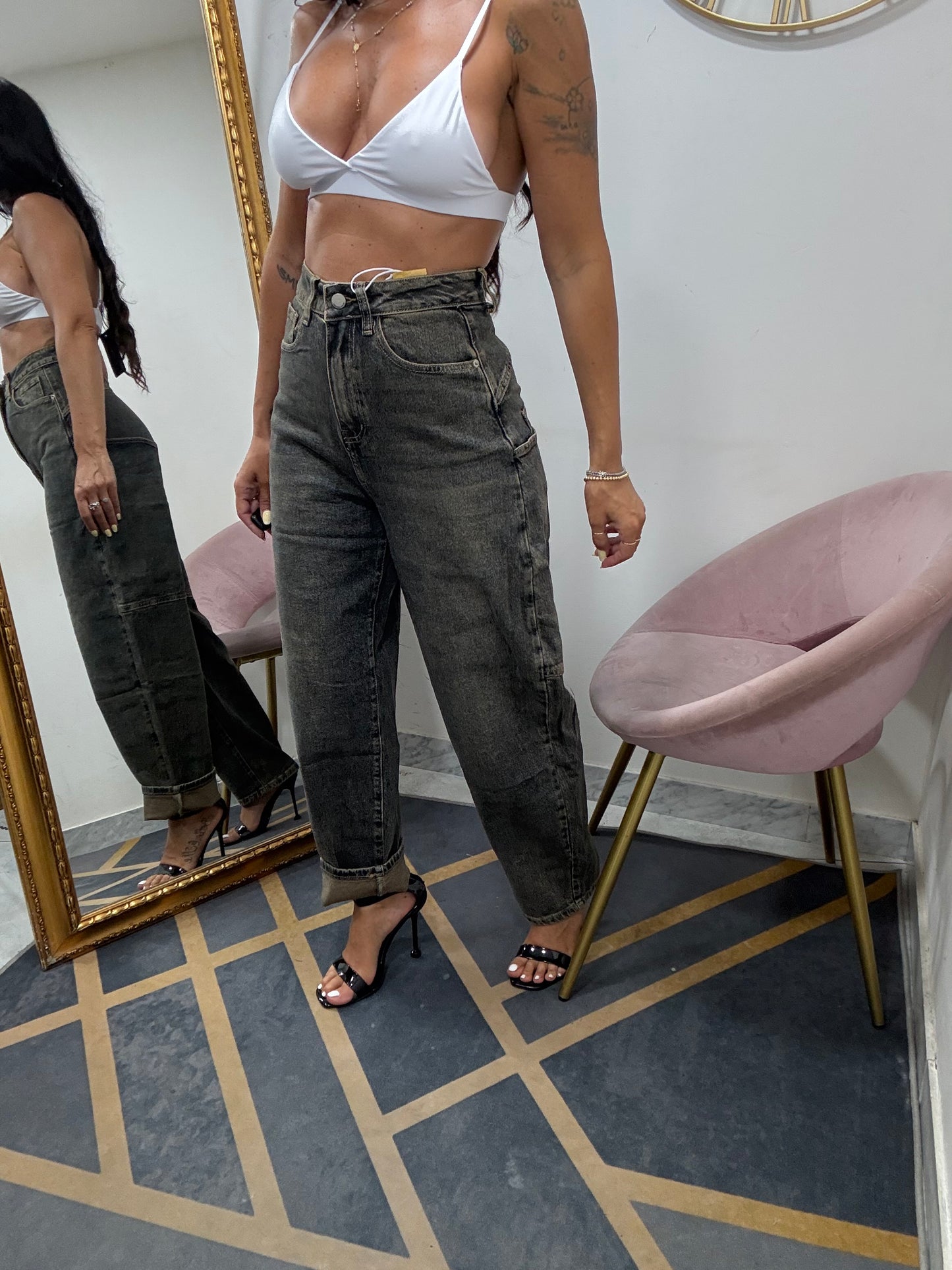 Jeans ballon slim sabbiato 503