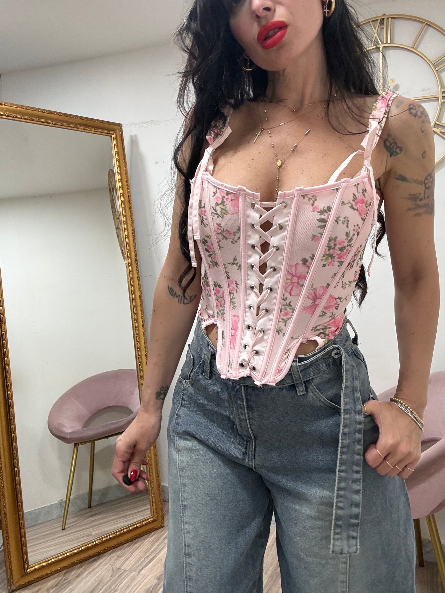 Corsetto fiocco rosa