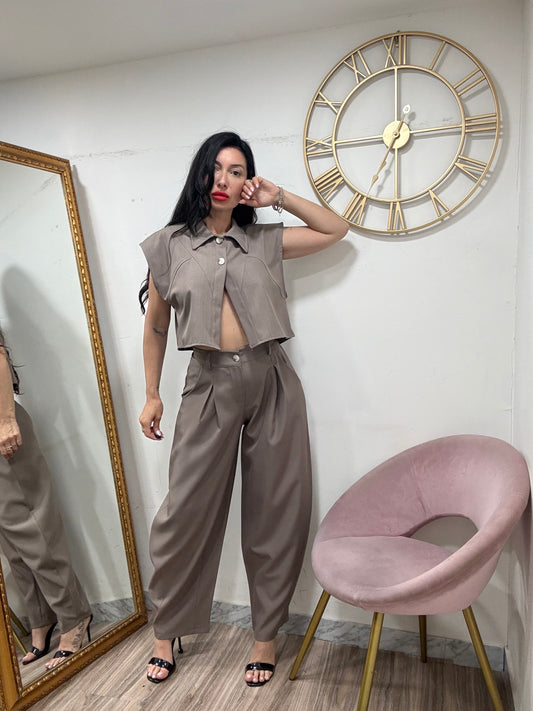 Coord camicia crop aperta 22764
