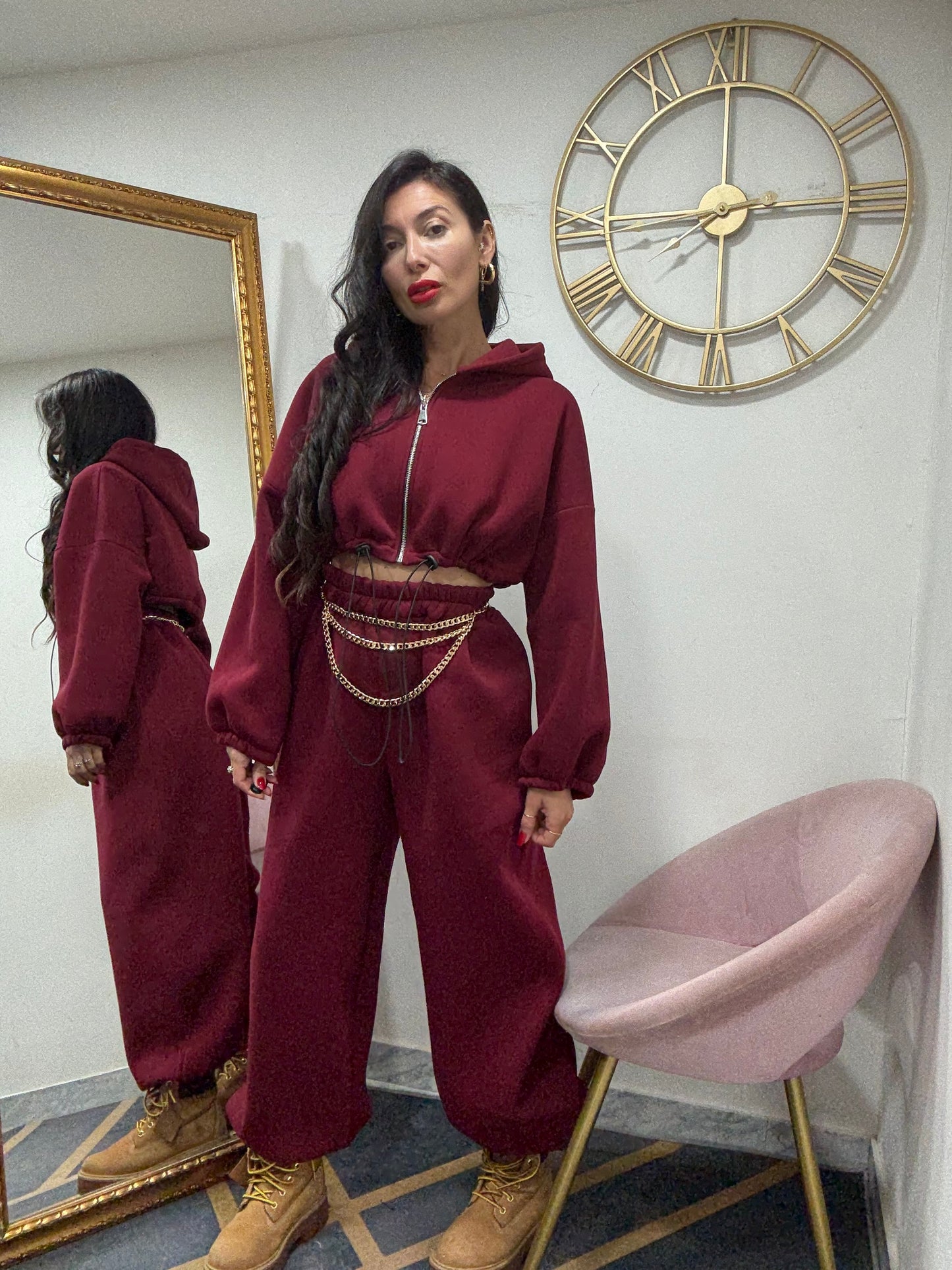 Coord felpa crop coulisse 051