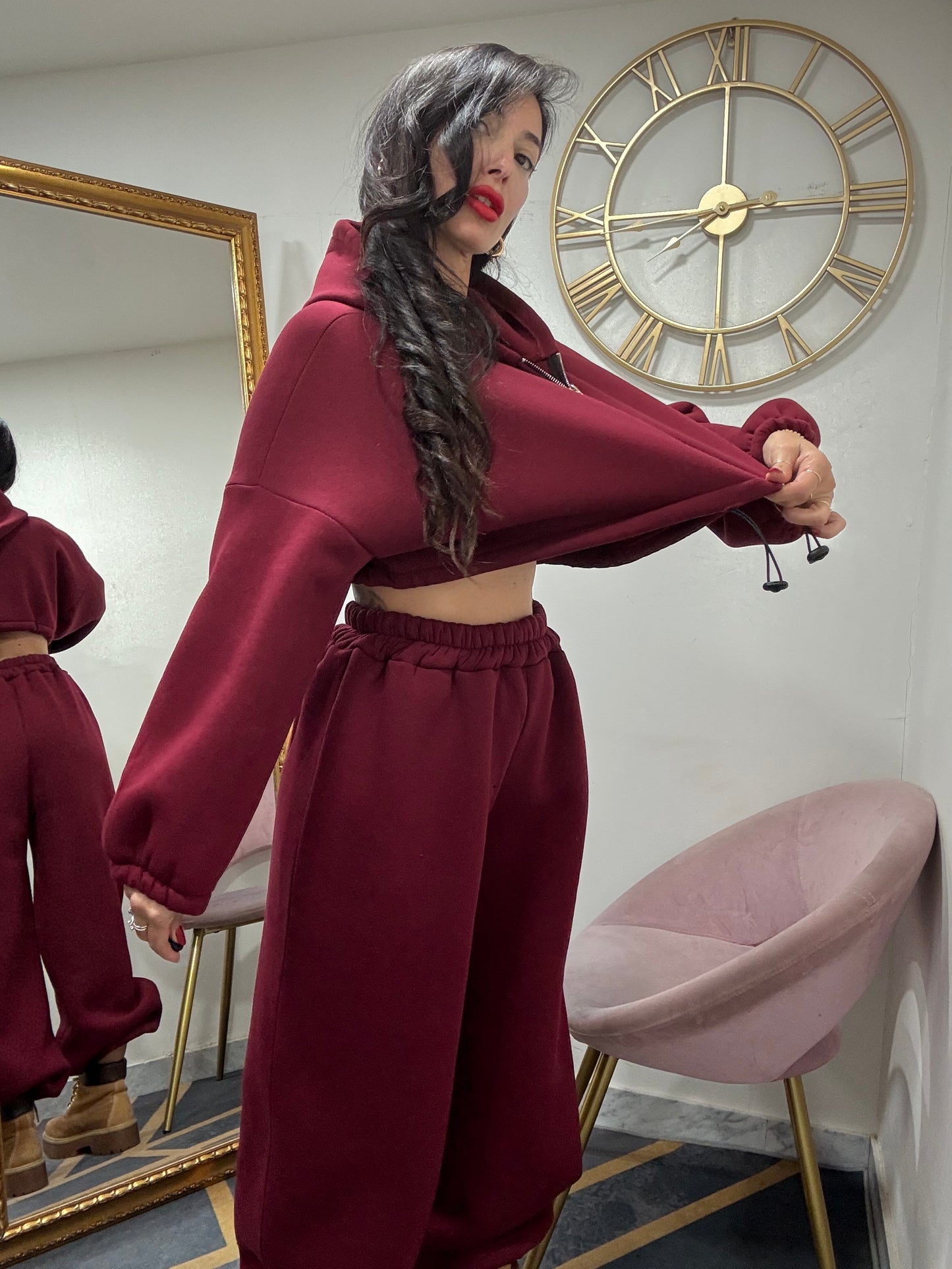 Coord felpa crop coulisse 051