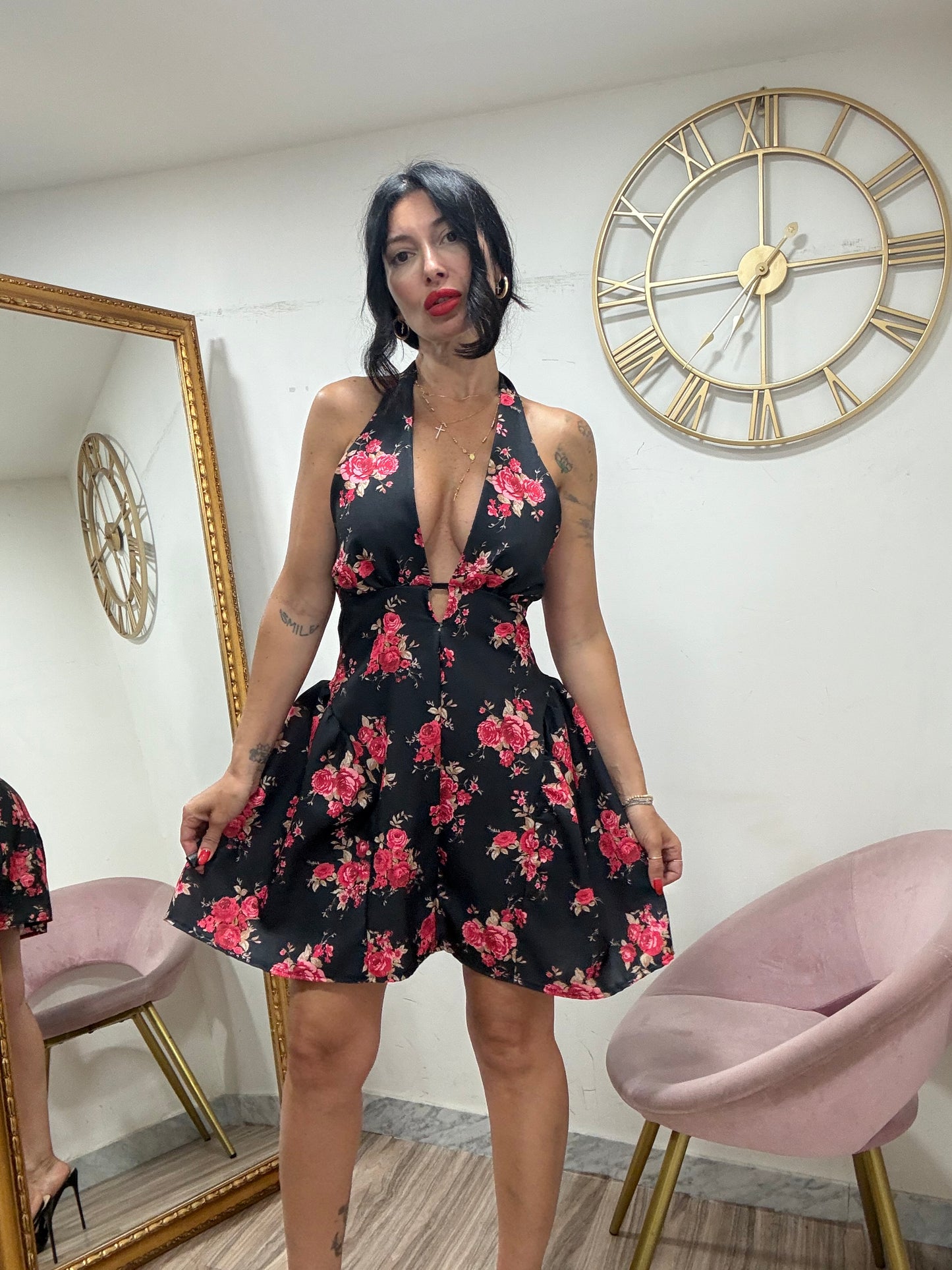 Dress schiena scoperta rose 70110
