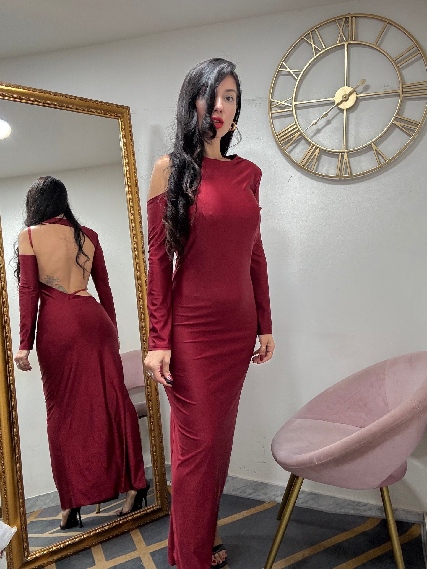 Dress scollo retro asimmetrico 281