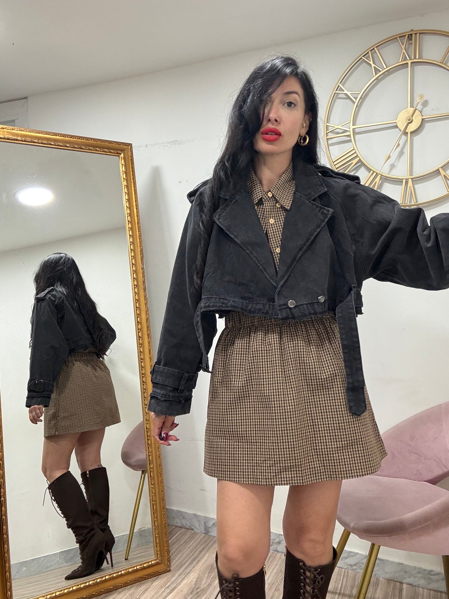 Trench denim nero 196