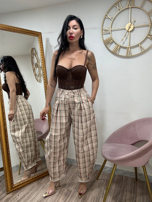 Pantalone balloon quadri Just west 1264010
