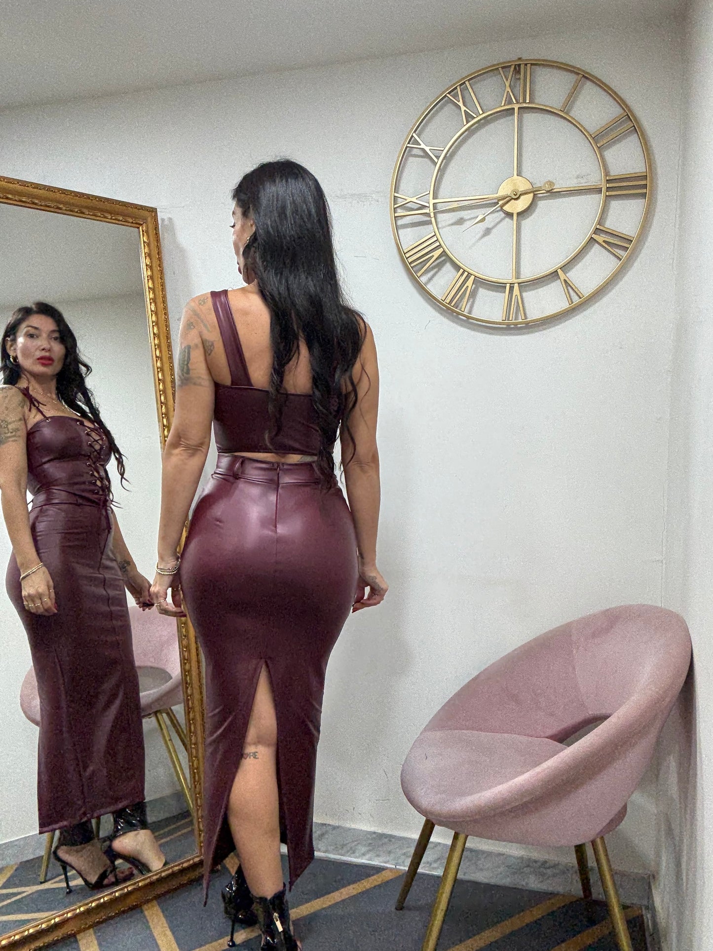 Top ecopelle lacci 623