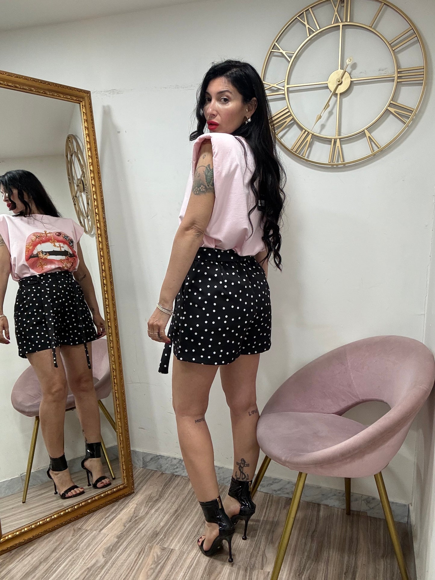 Pantaloncino cinta  pois 6916
