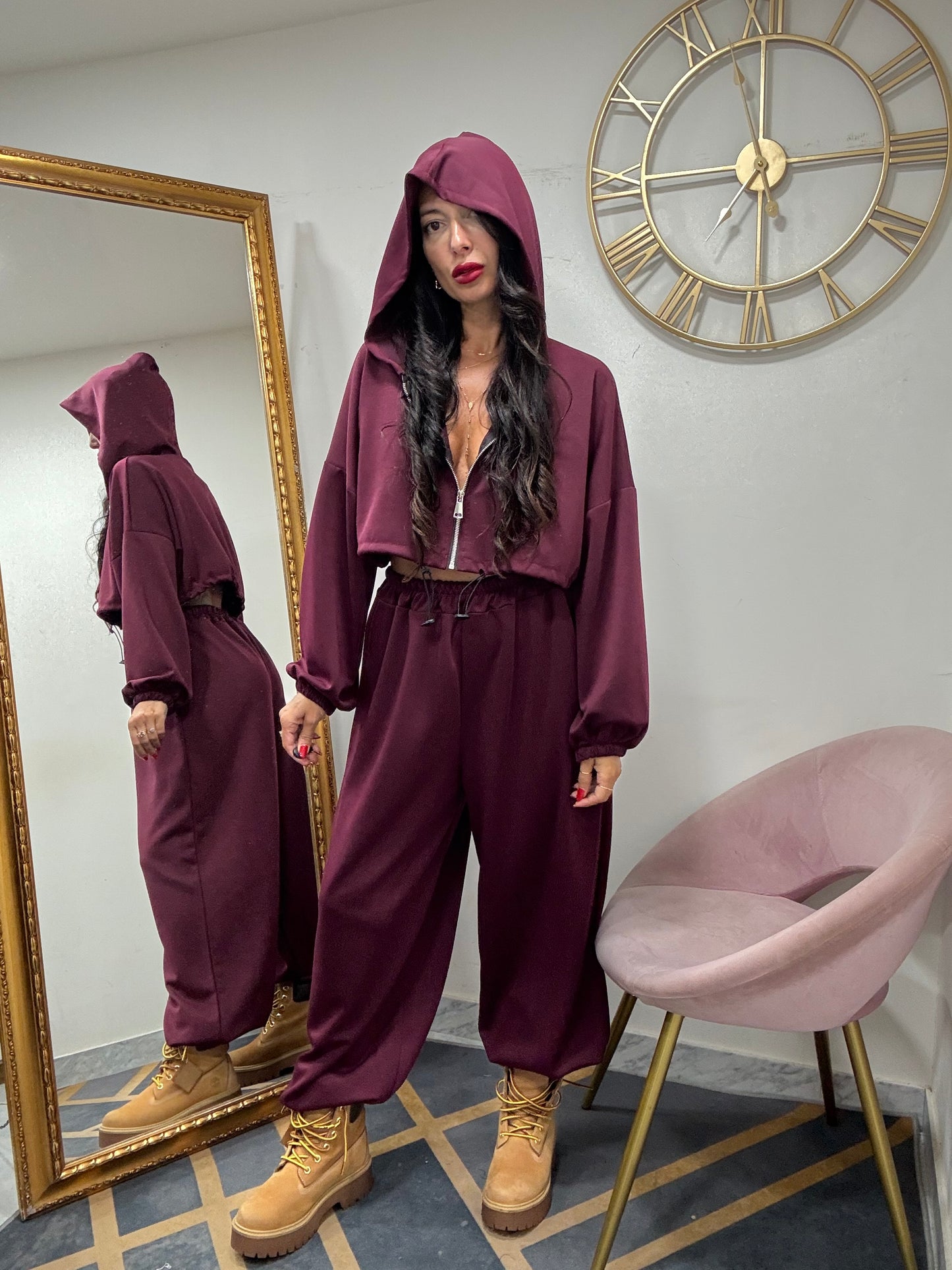 Coord felpa crop over coulisse