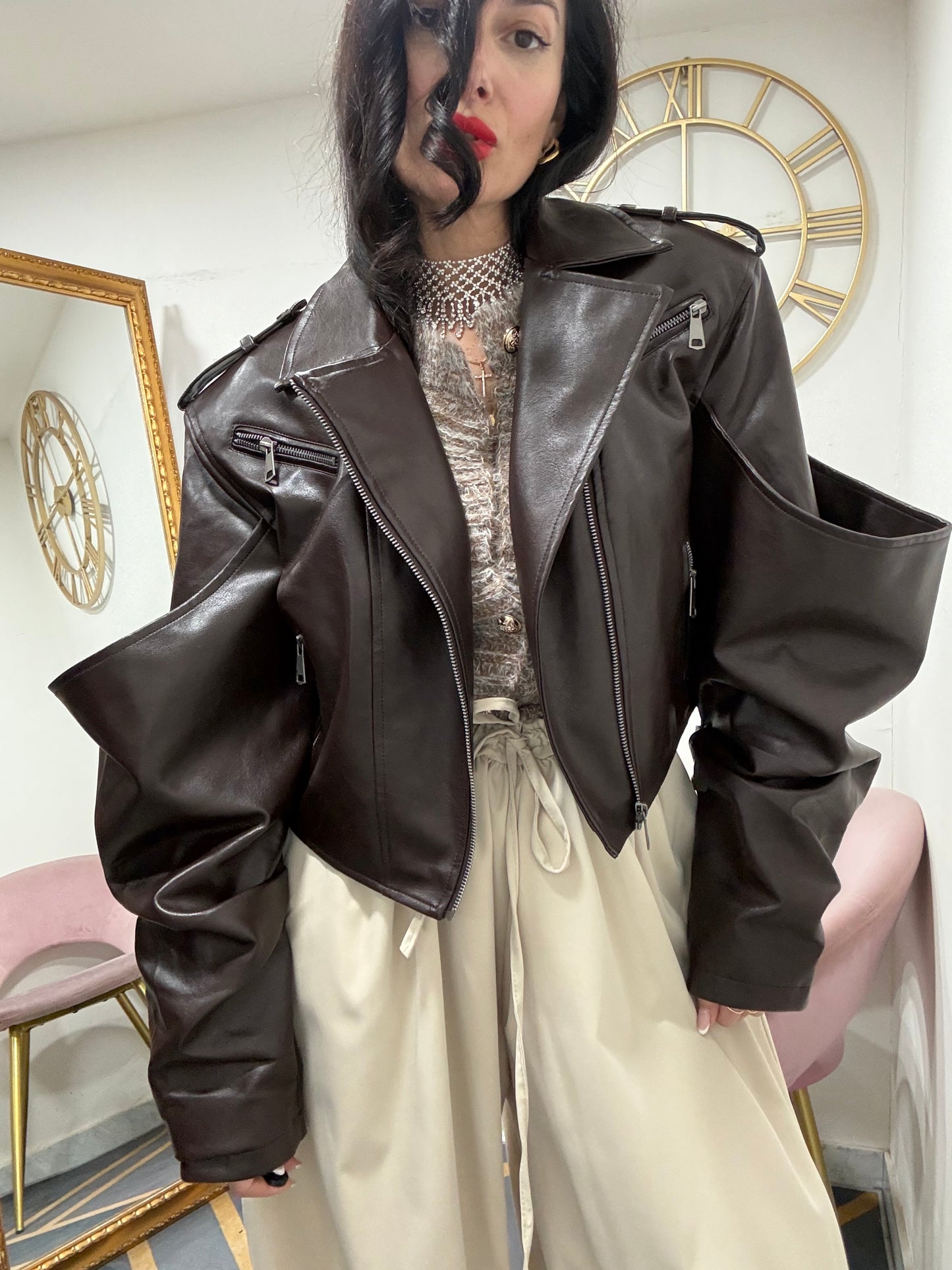 Chiodo ecopelle manicotto 683