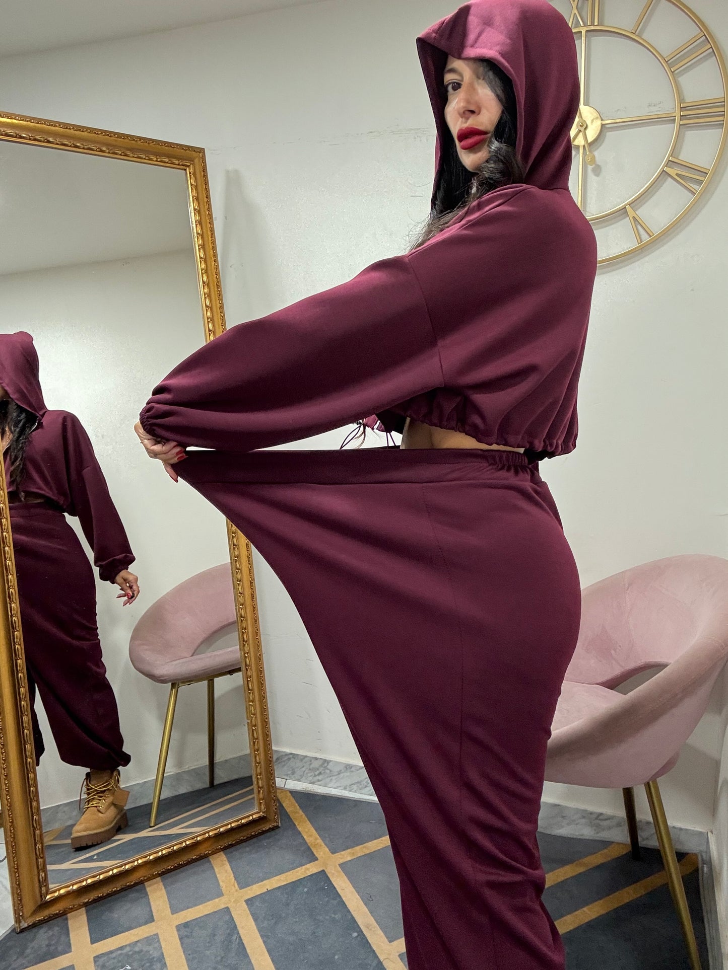 Coord felpa crop over coulisse