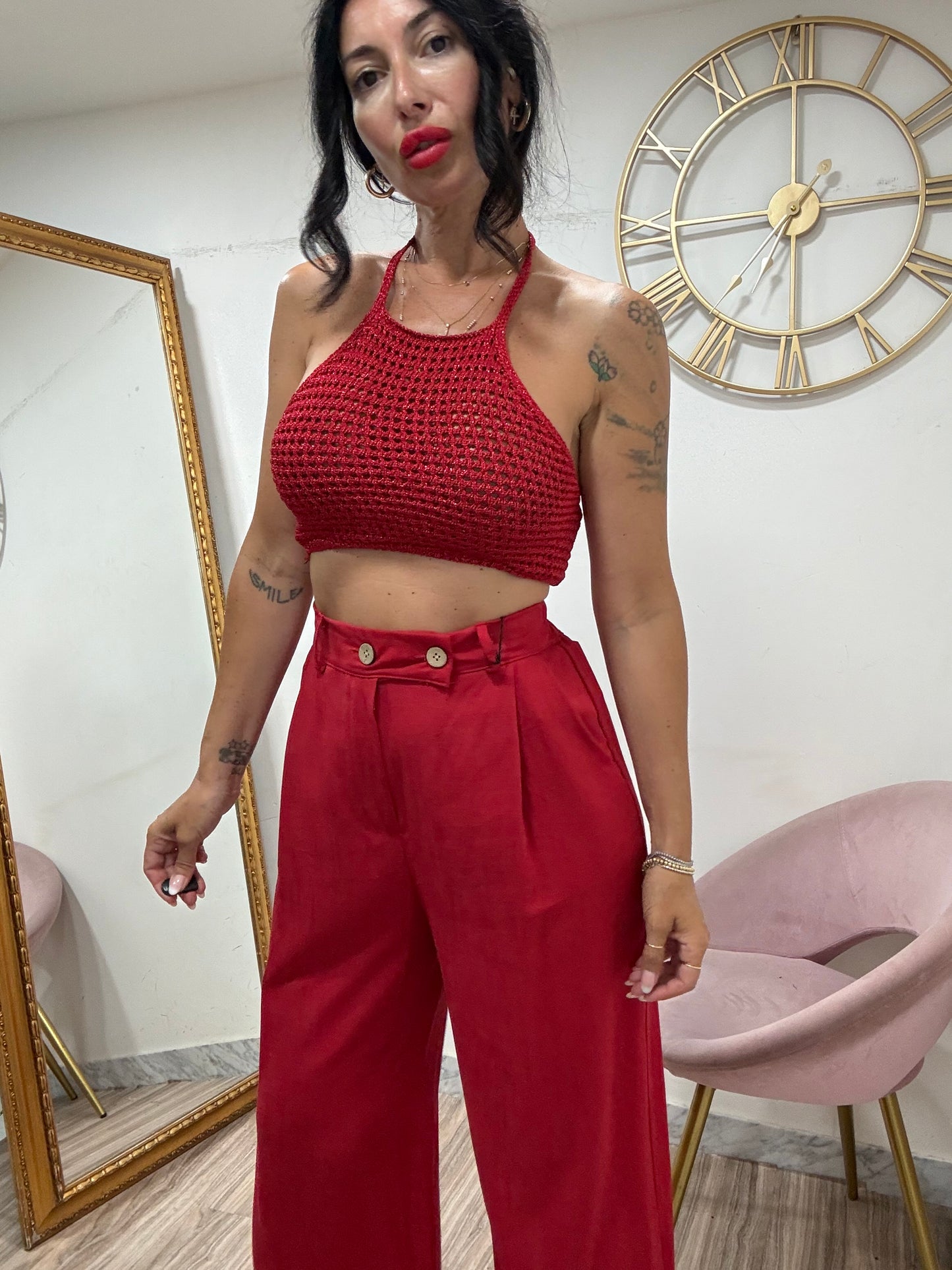 Pantalone palazzo lino 5845