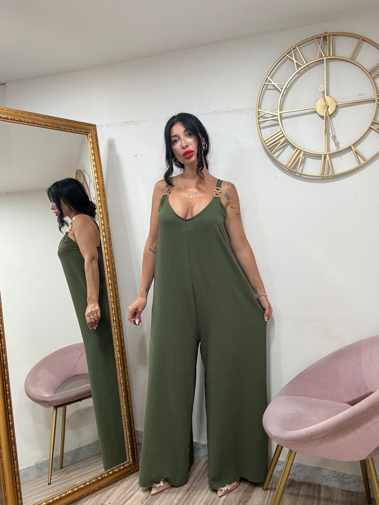 Jumpsuit dettagio catena bretella 24590
