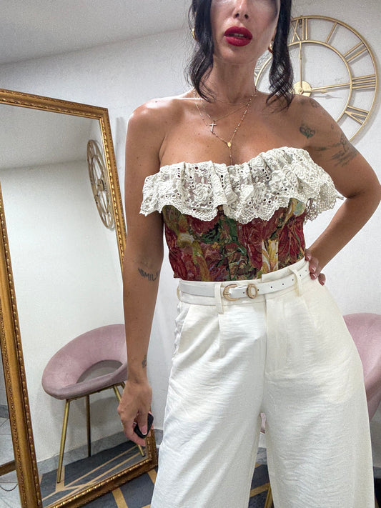 Pantalone palazzo con cinta satin