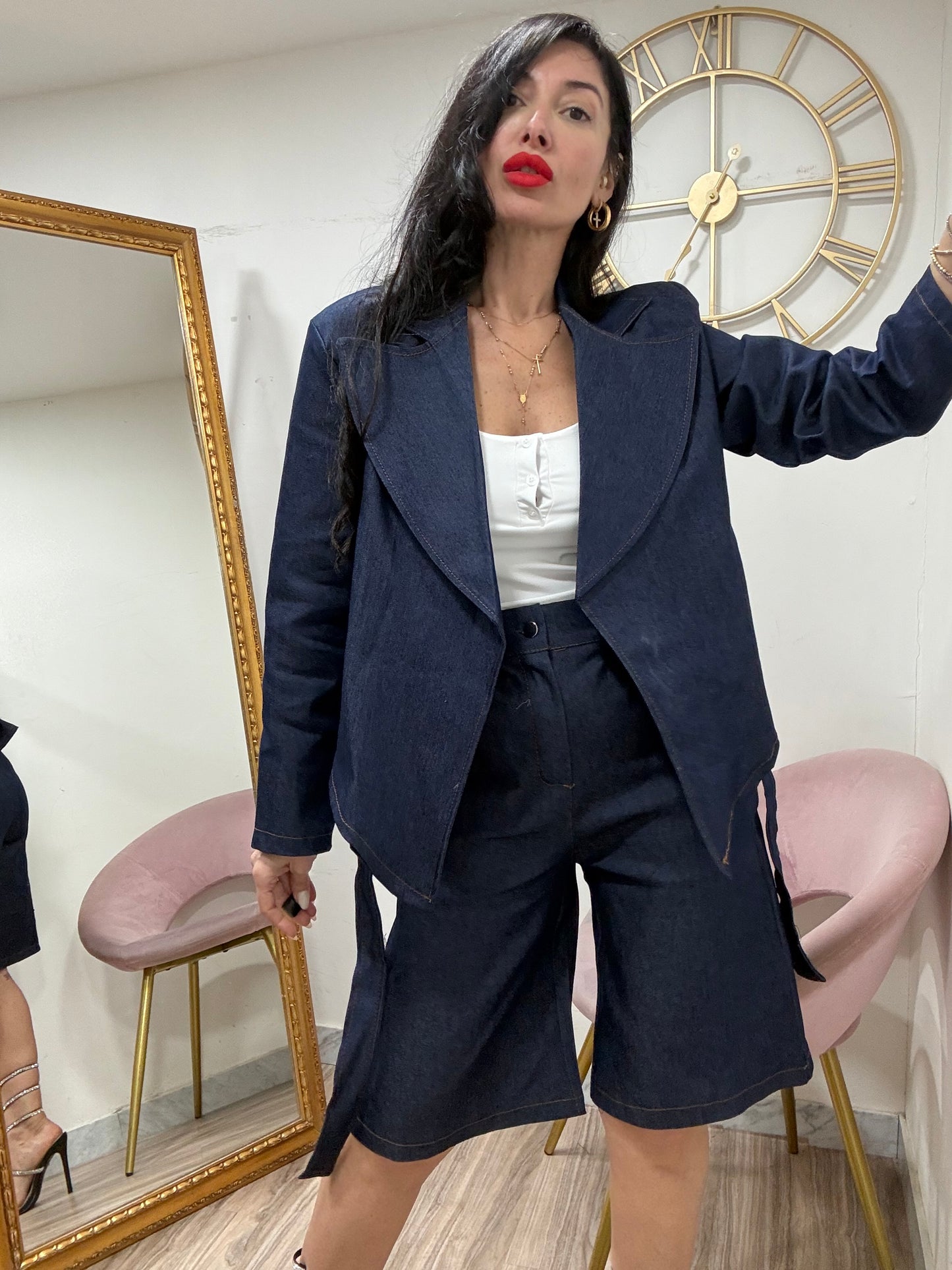 Coord denim bermuda 22724