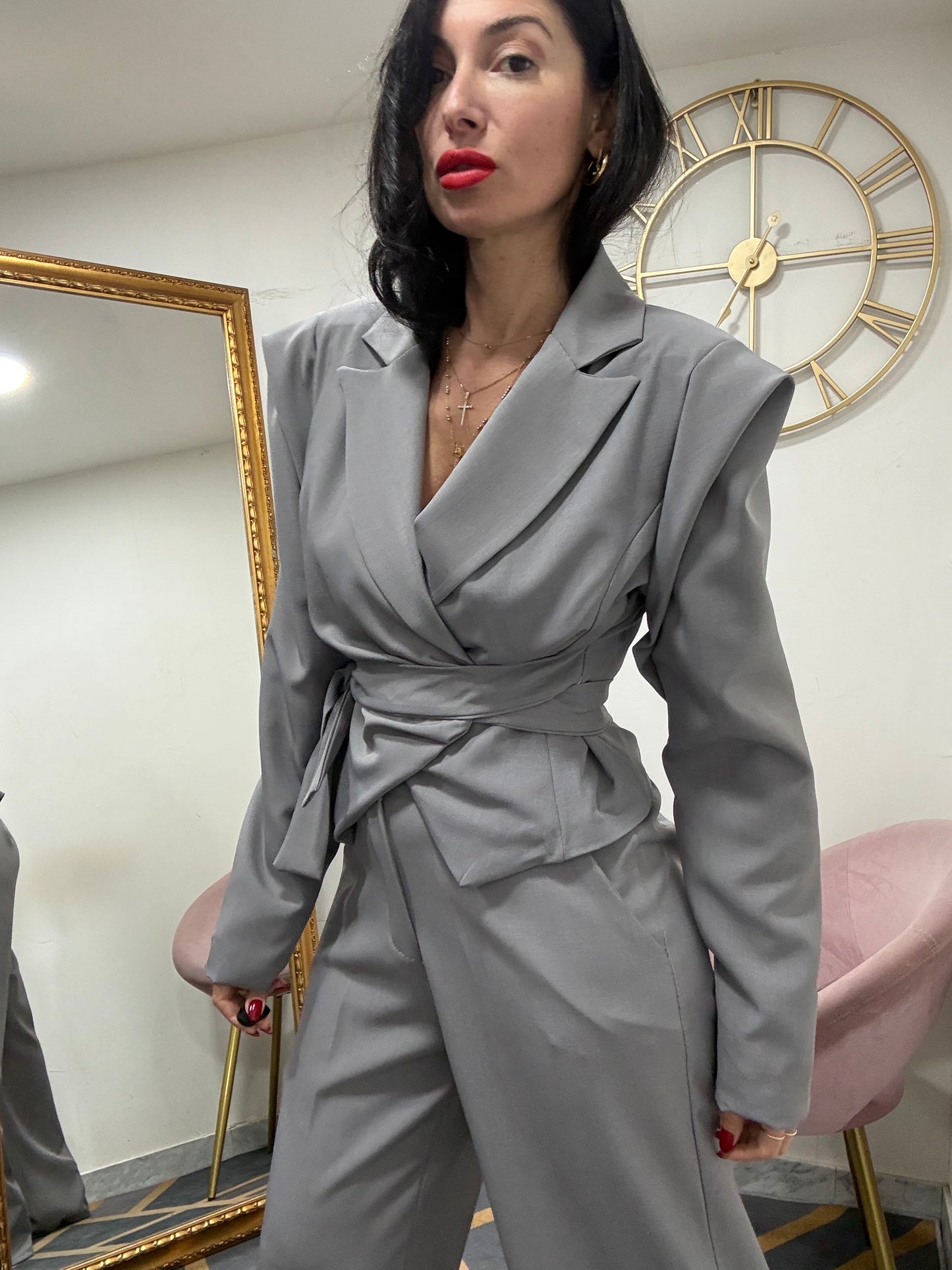 Tailleur giacca crop fiocco 13416