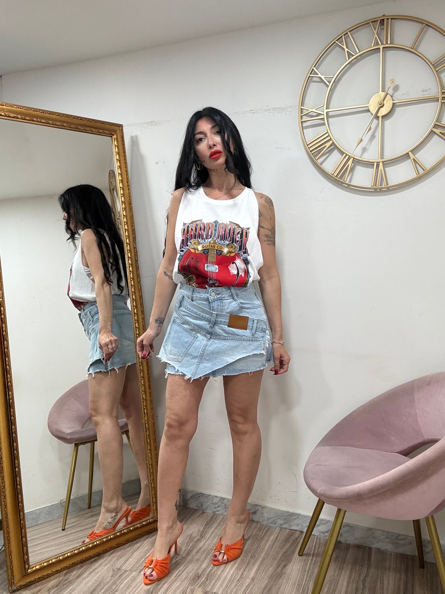 Mini denim assimmetrica 6699
