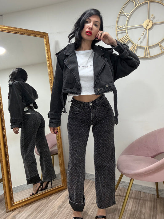 Trench denim nero 196