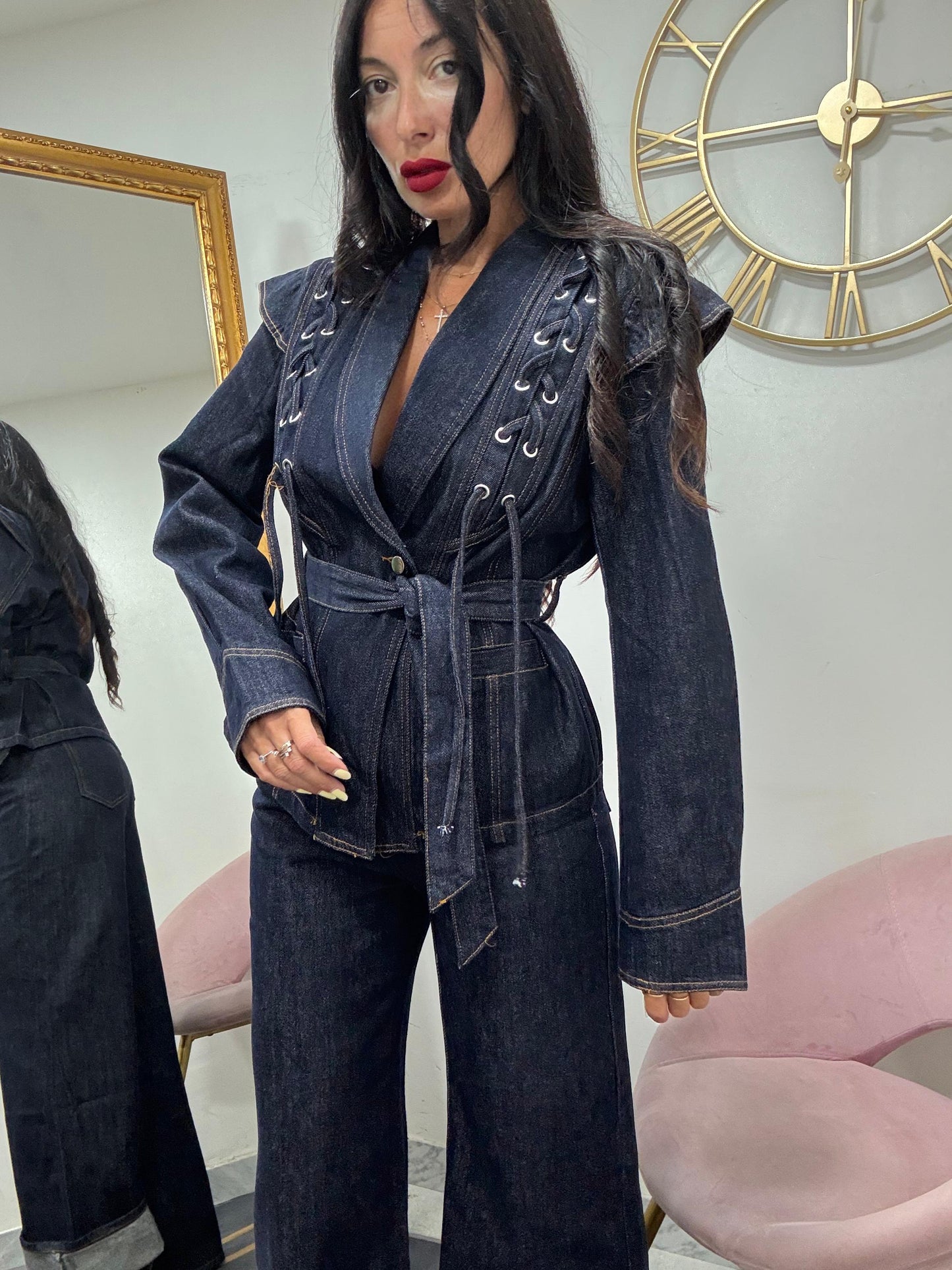 Giacca denim intreccio