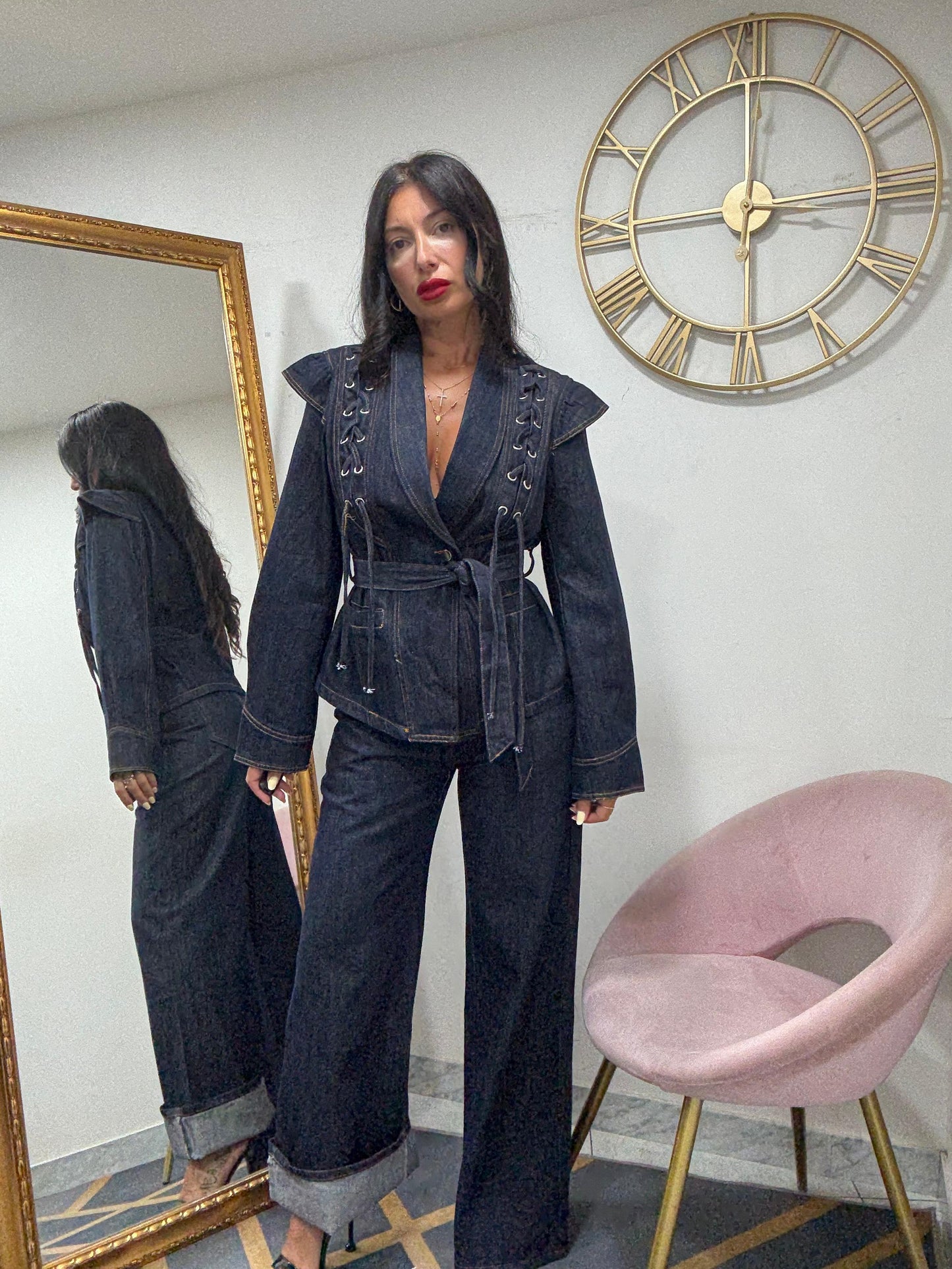 Giacca denim intreccio