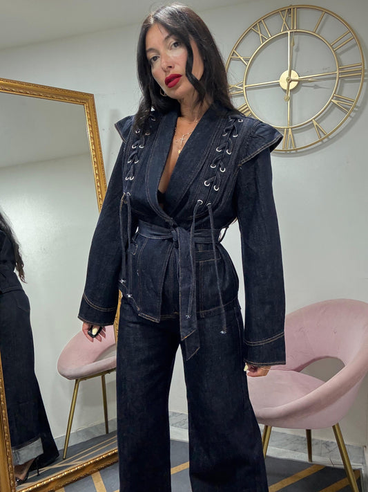 Giacca denim intreccio